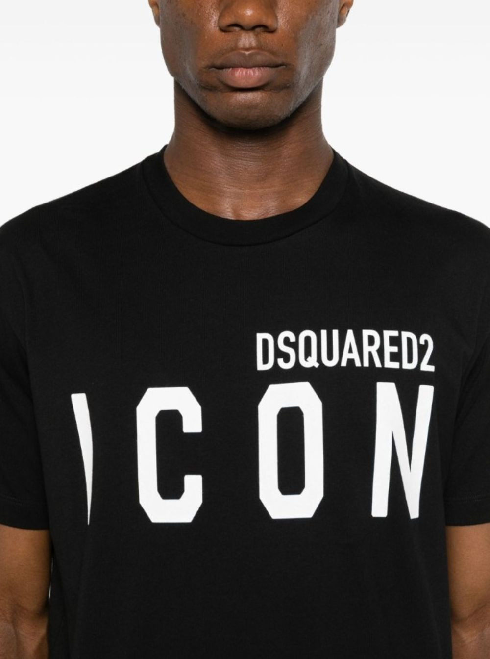 Dsquared2 Men Black Crewneck T-Shirt With Maxi Logo Print On The Front In Cotton Man - 4