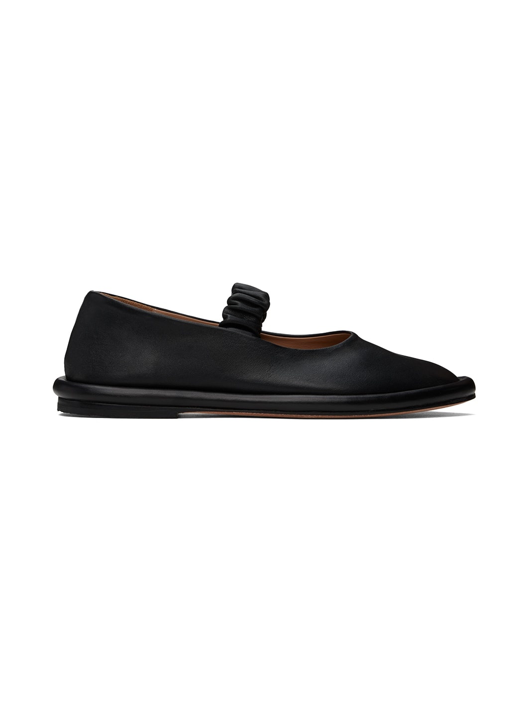 Black Ruche Ballerina Flats - 1