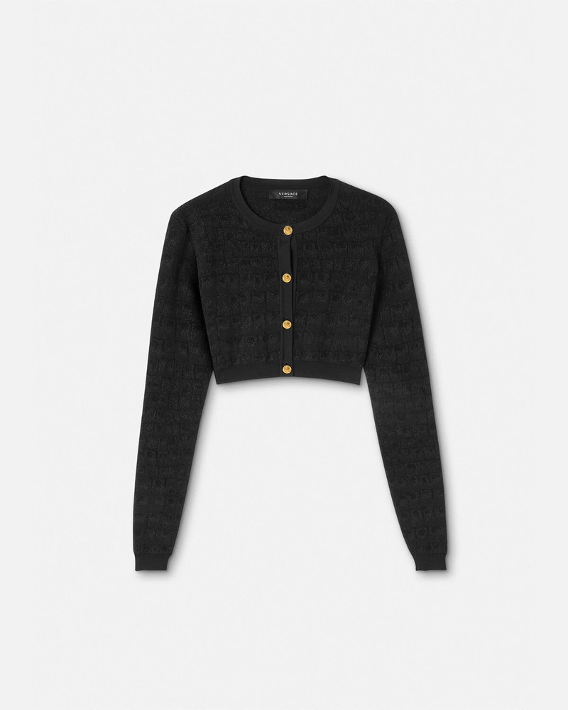 Croc-Jacquard Knit Crop Cardigan 1