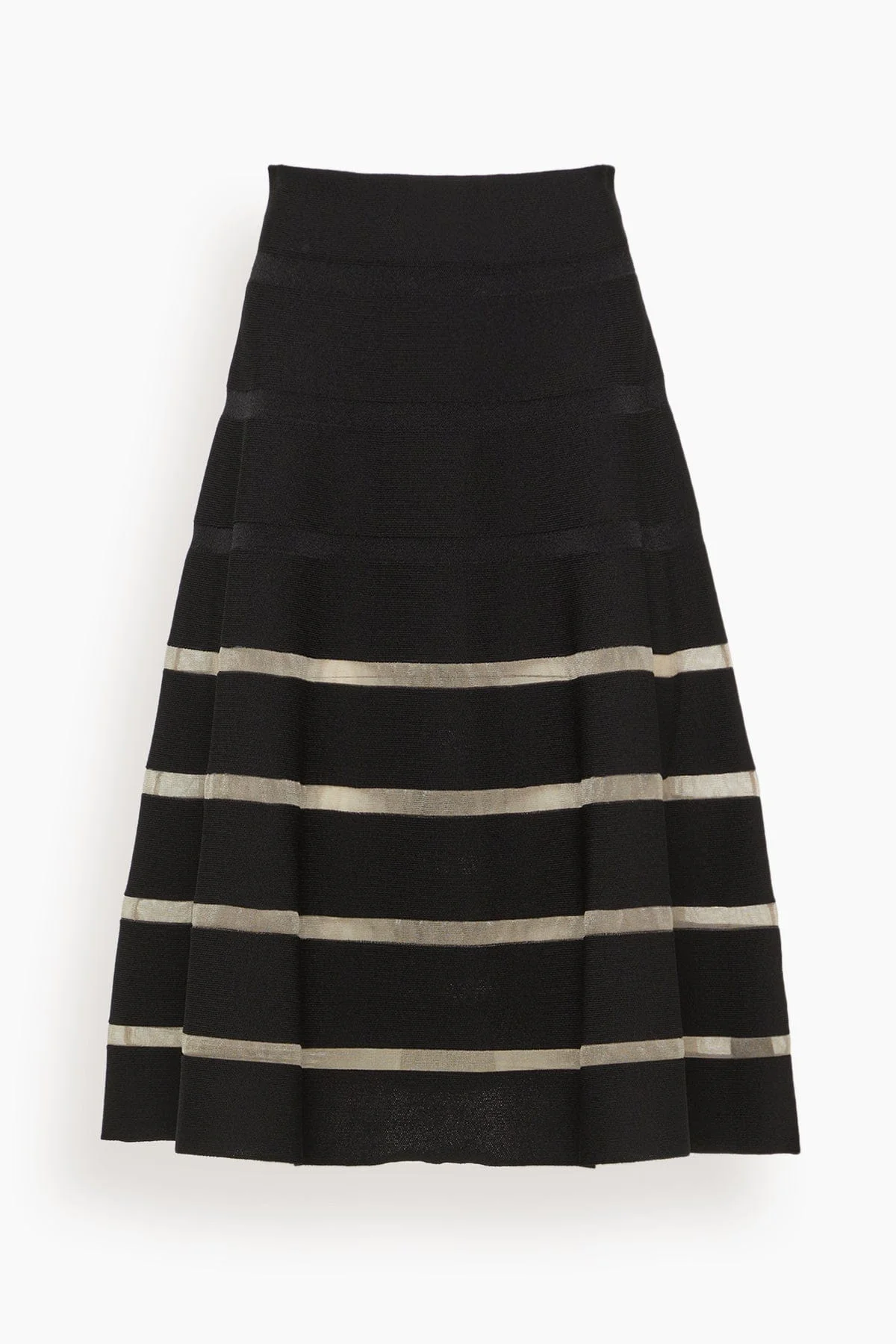 Stripe Knit Flare Skirt in Black - 1