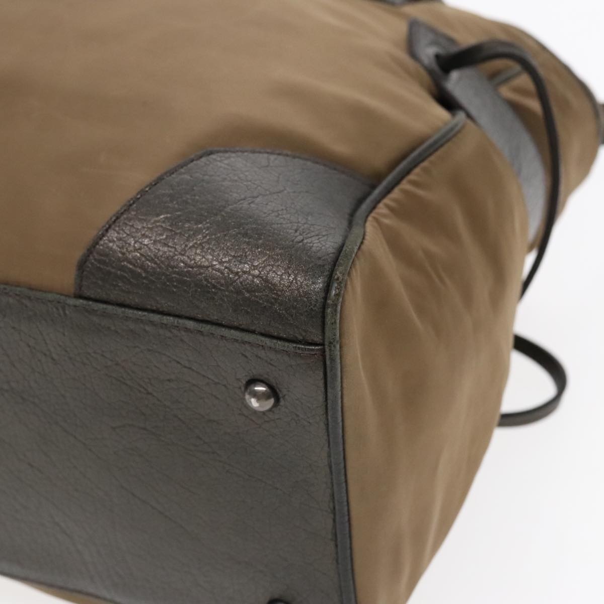 Burberry Tote Bag Nylon Leather Brown Dark Brown Silver - 15