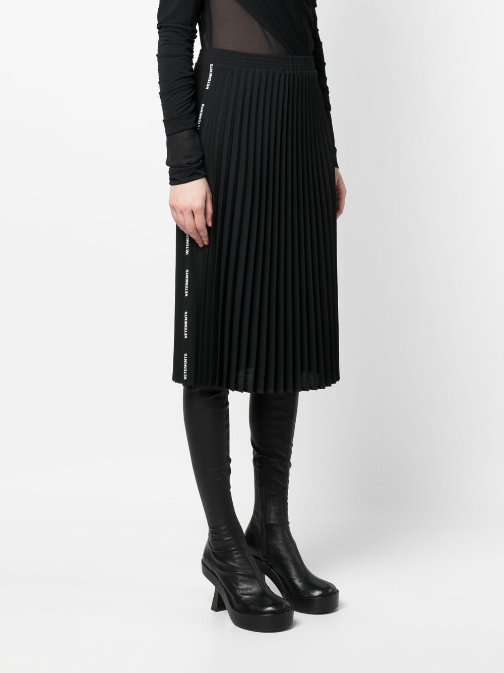 logo-band pleated skirt - 5