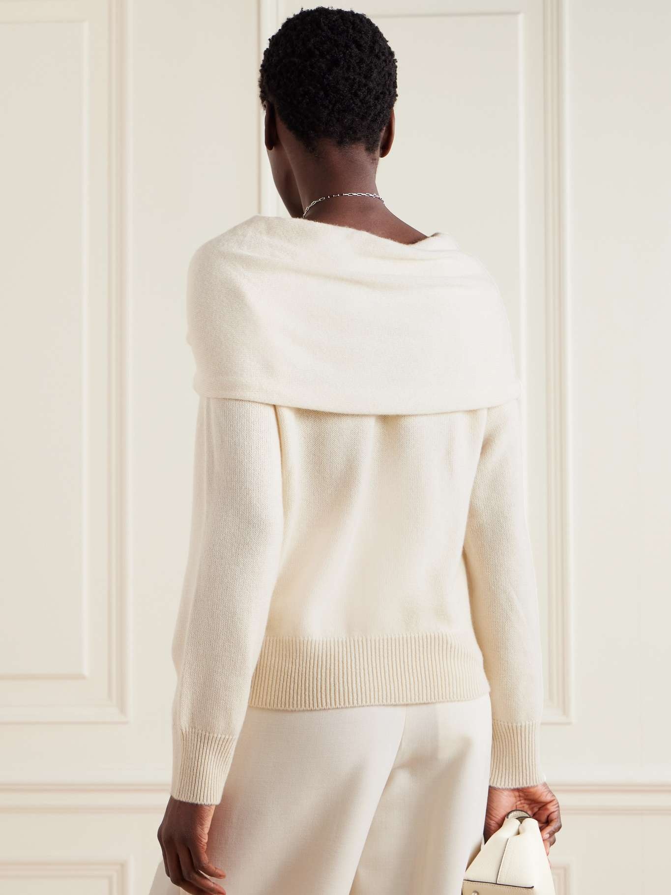 Malia tie-detailed cashmere sweater Cream - 3