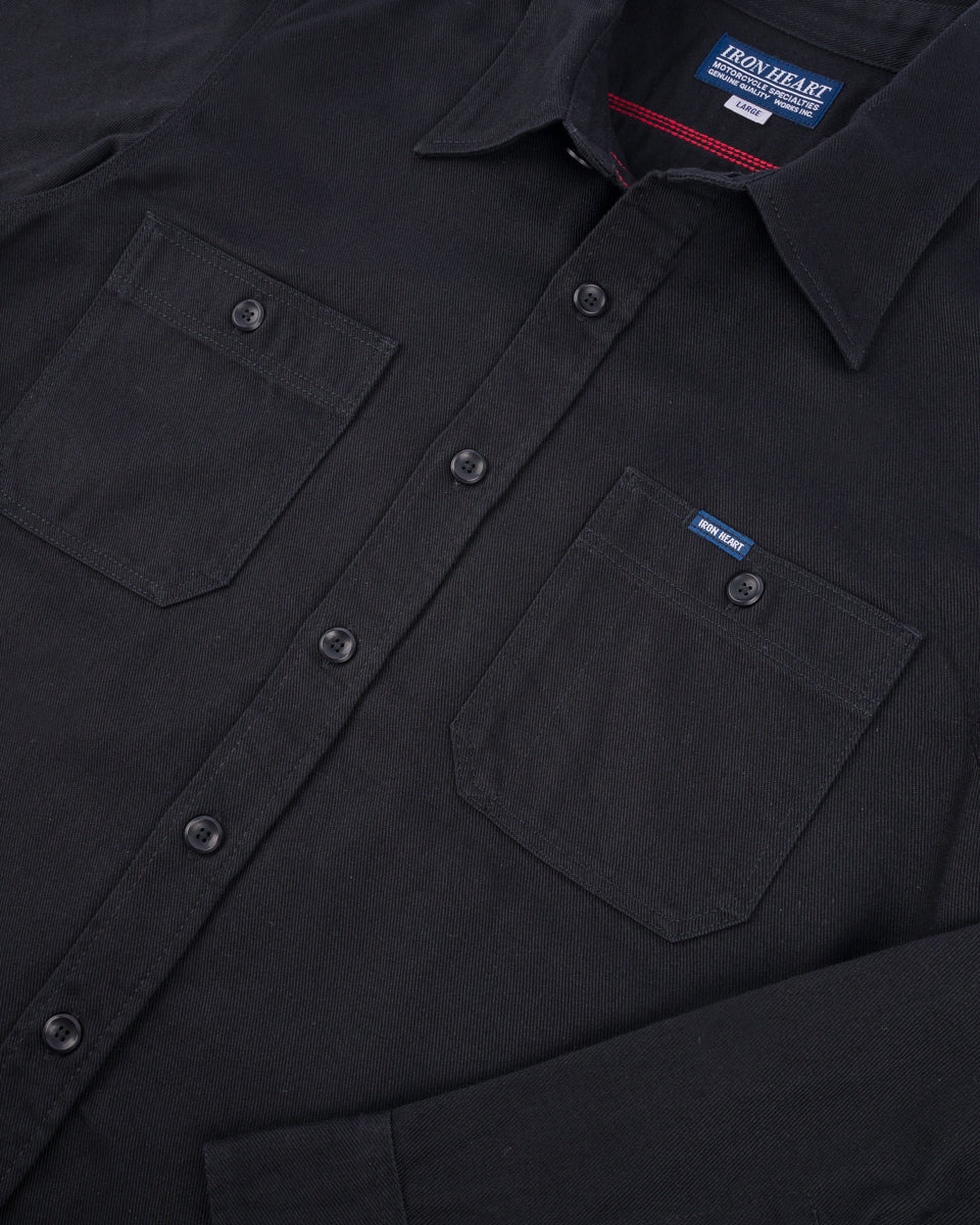IHSH-414-BLK 9oz Cotton Linen Work Shirt - Black - 7