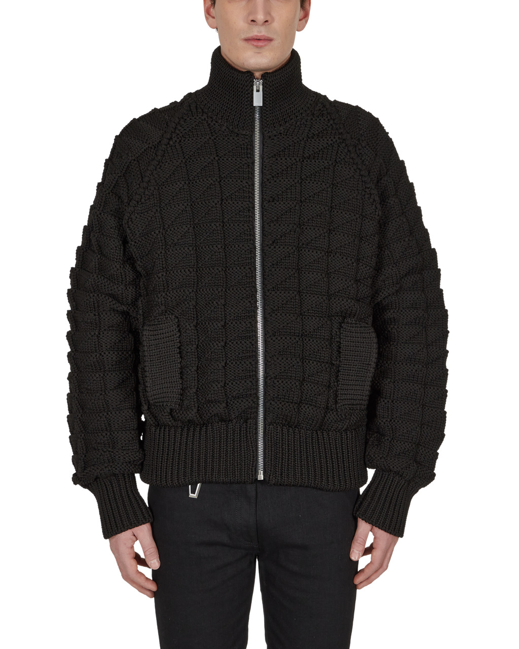 CHUNKY KNIT ZIP CARDIGAN - 2