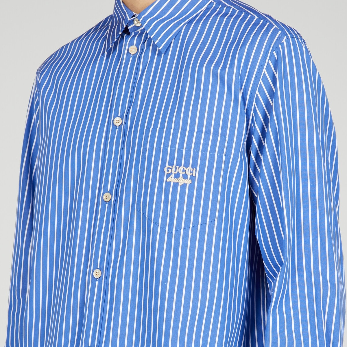 Striped cotton shirt with embroidery - 3
