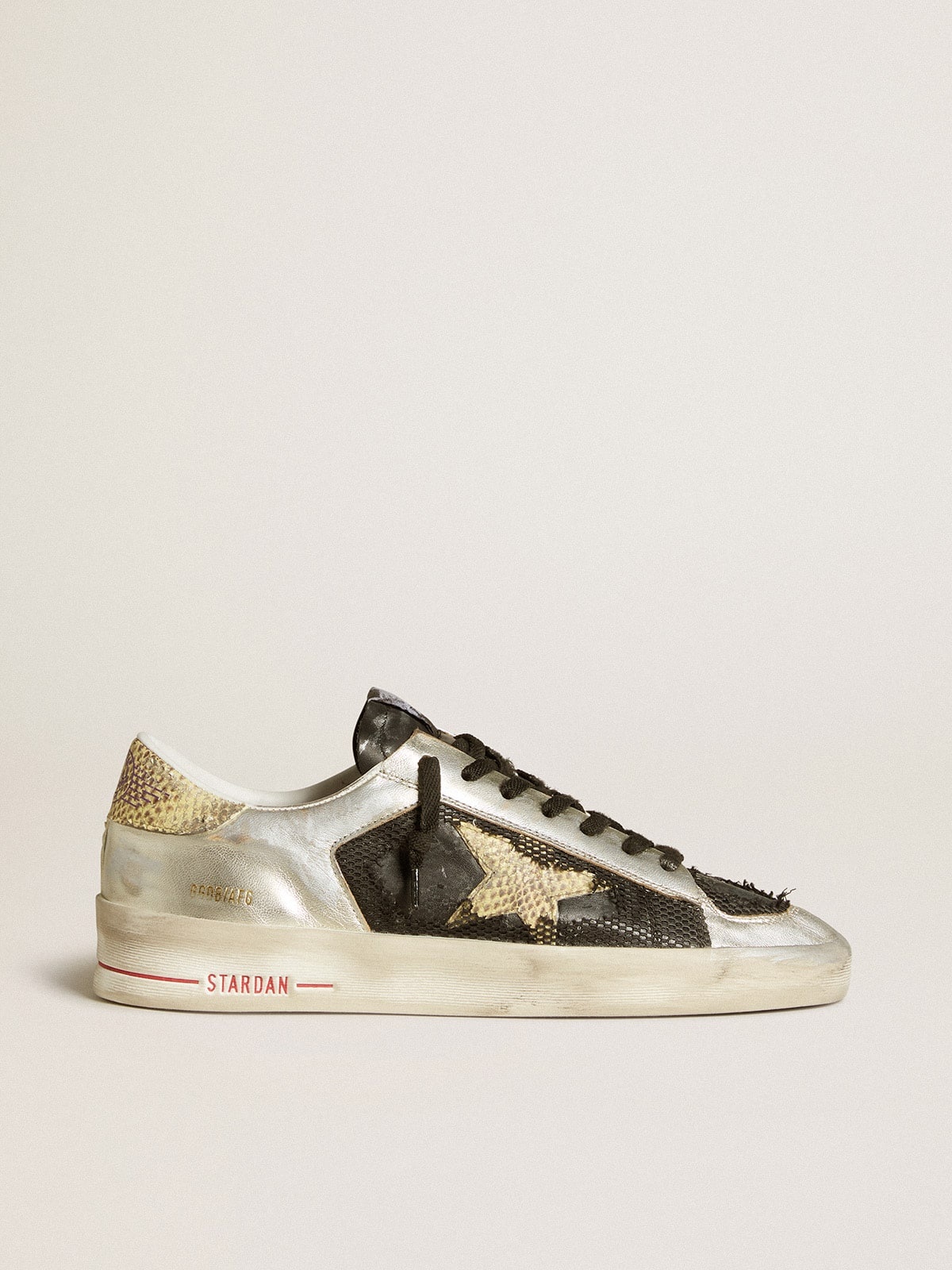 Stardan LAB in silver leather and mesh with golden star and heel tab - 1