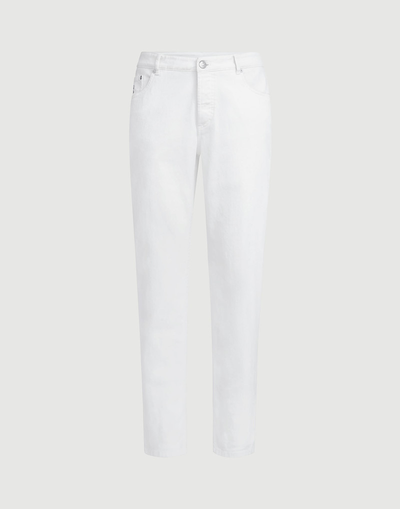 의복 염색된 안락 경량 denim 전통적인 적합 5 포켓 바지 1