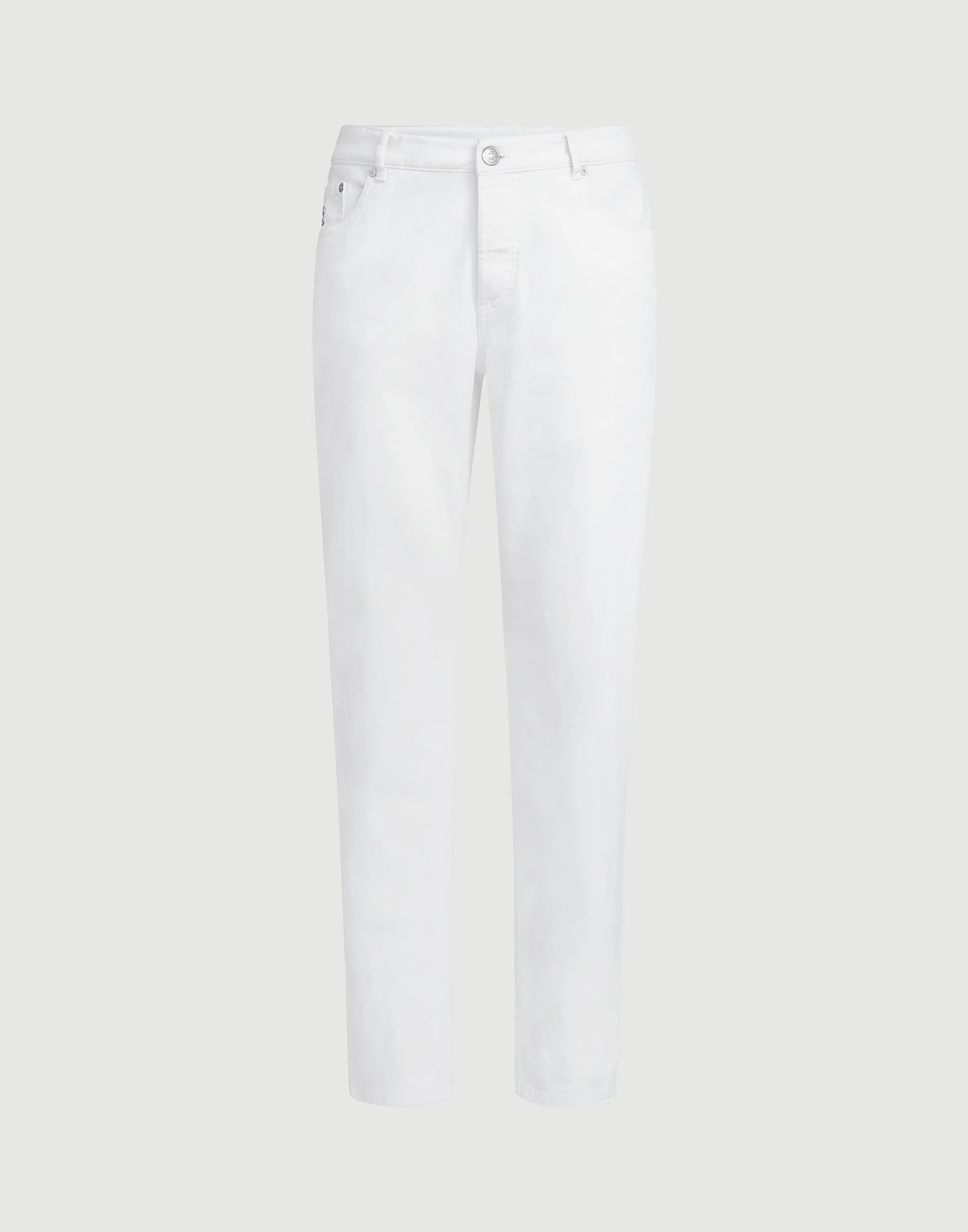 Garment-dyed comfort lightweight denim traditional fit five-pocket trousers - 1