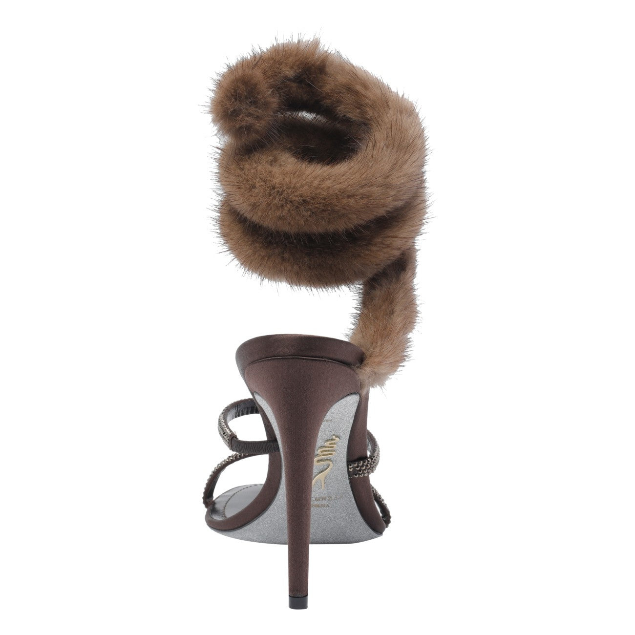 René Caovilla Women Heeled Sandal With Real Fur Details - 4
