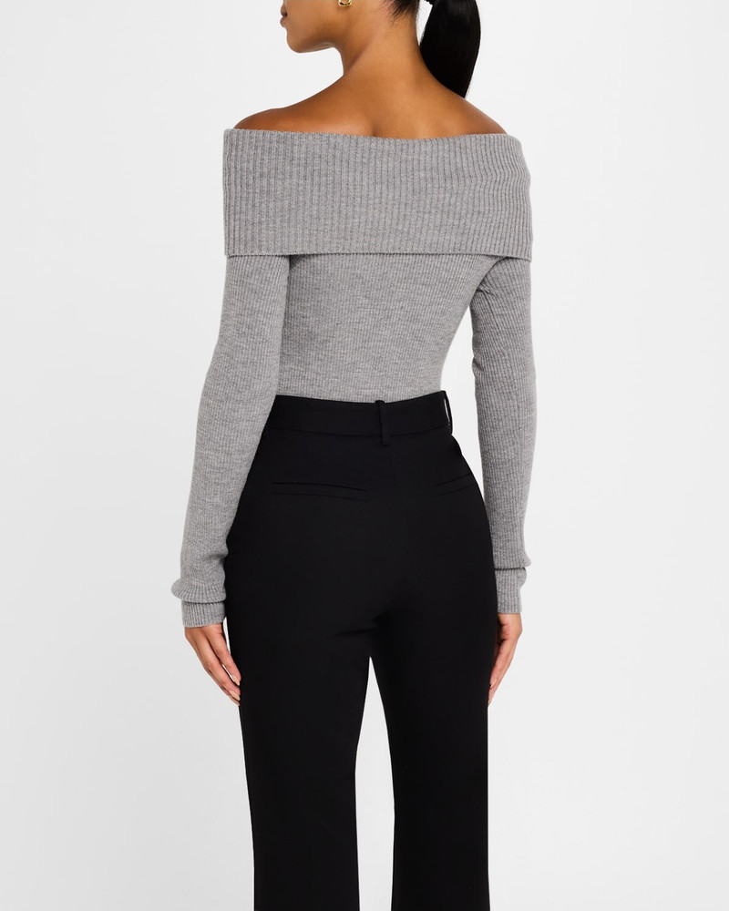Alice + Olivia Coretta Ribbed Off-Shoulder Sweater outlook