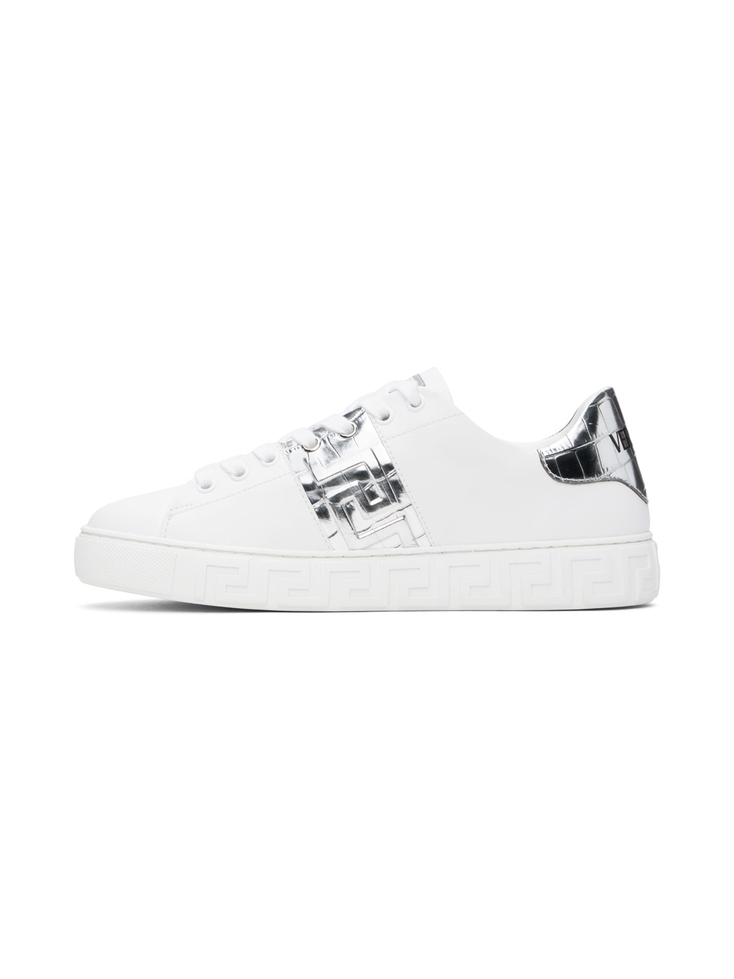 White & Silver Greca Sneakers - 3