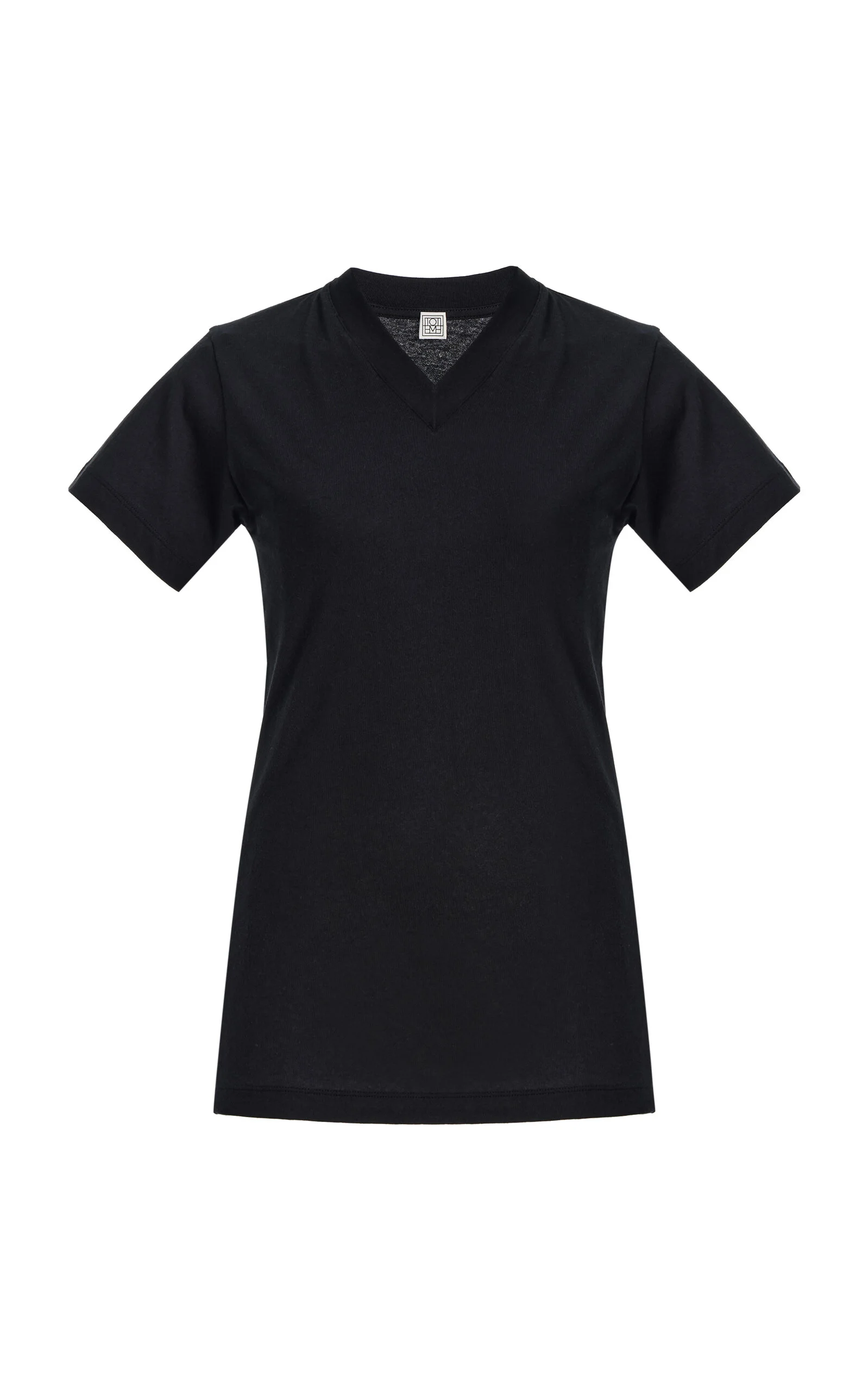 V-Neck Cotton T-Shirt black - 1