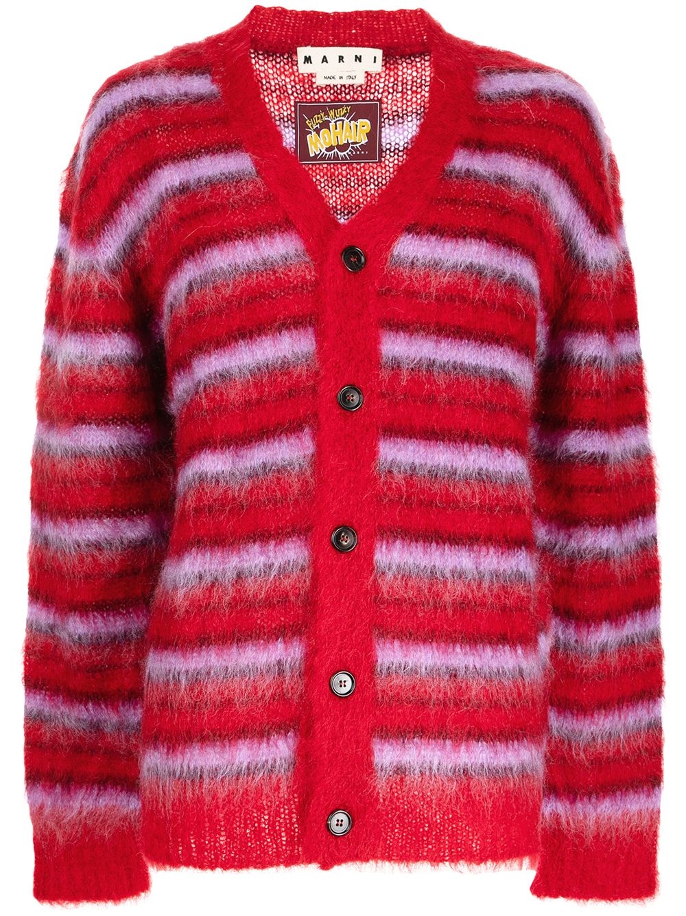 stripe-pattern cardigan - 1