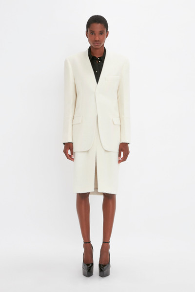Victoria Beckham Hidden Lapel Single Breasted Jacket In Ivory outlook