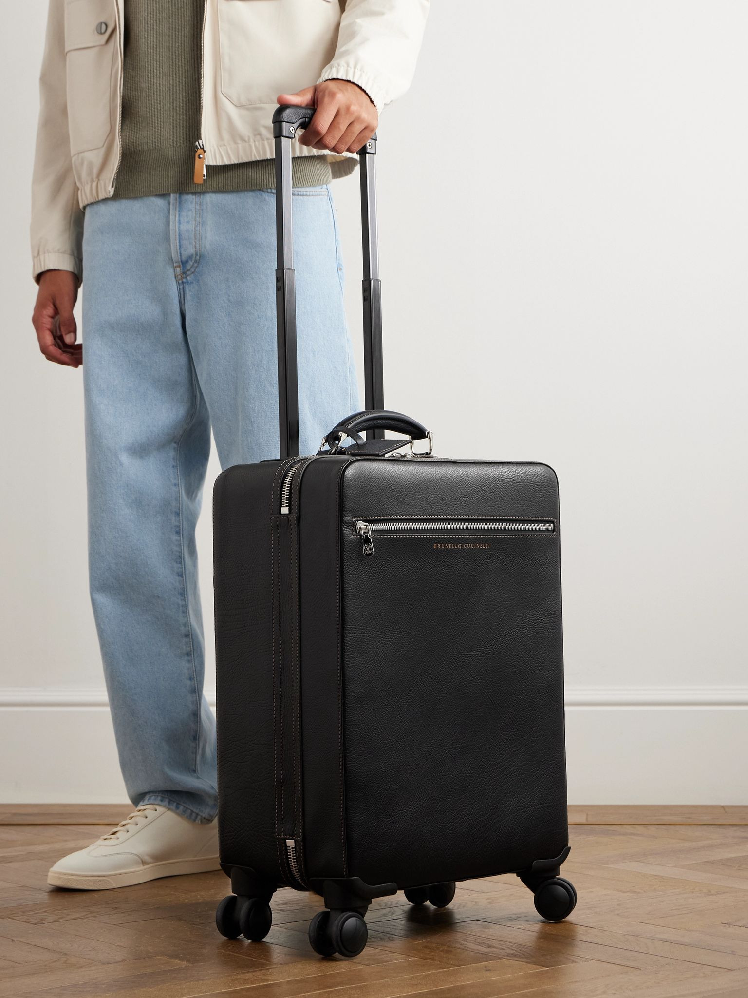 Full-Grain Leather Carry-On Suitcase Black - 2