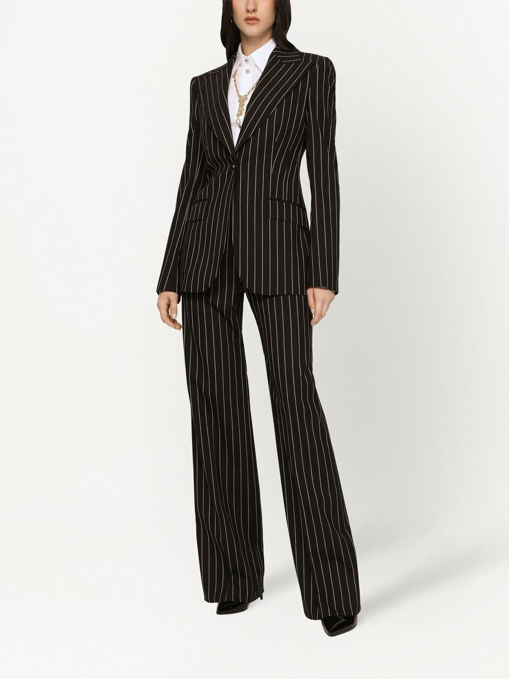 pinstriped single-breasted blazer - 3