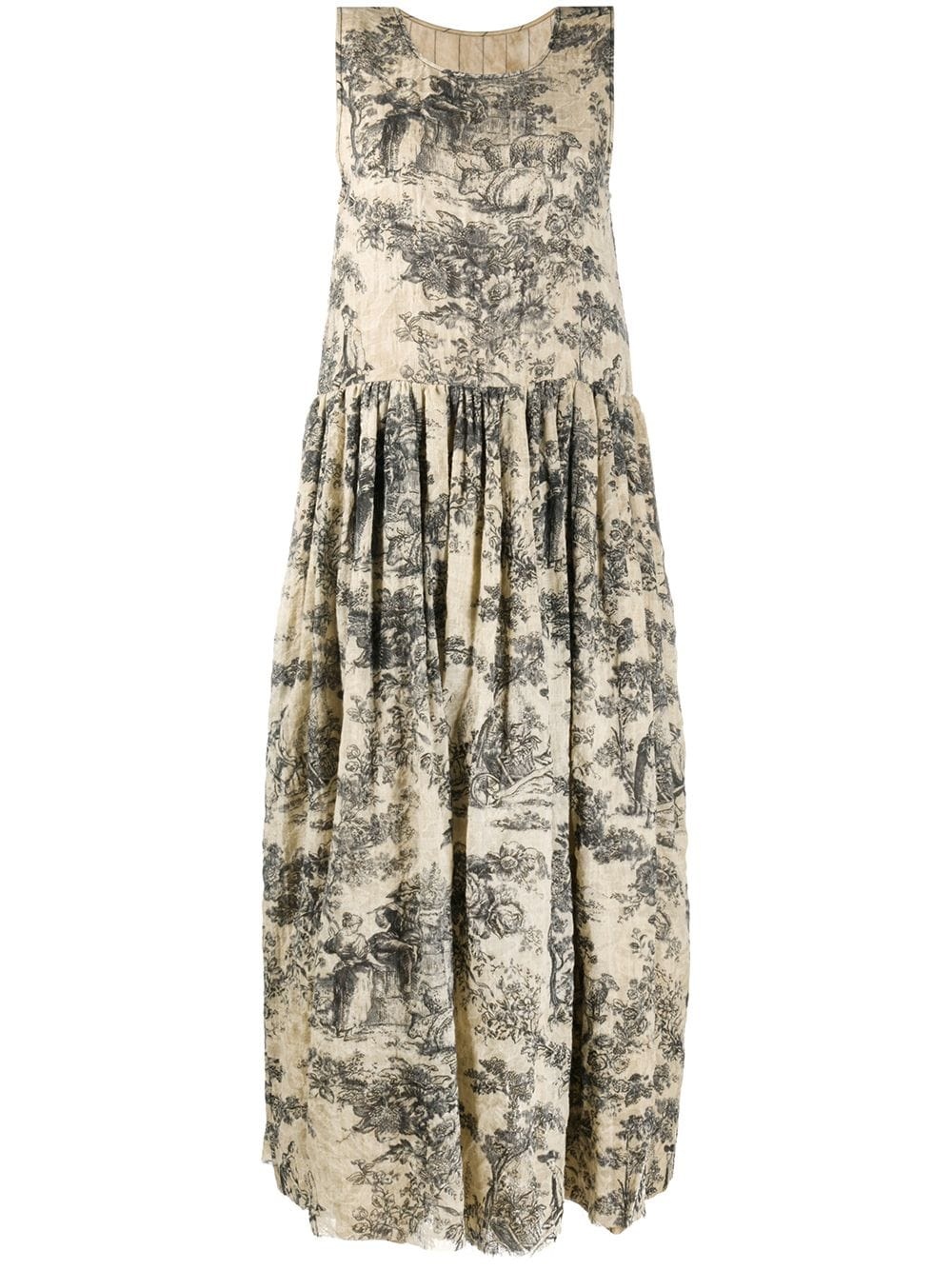 floral print sleeveless midi dress - 1