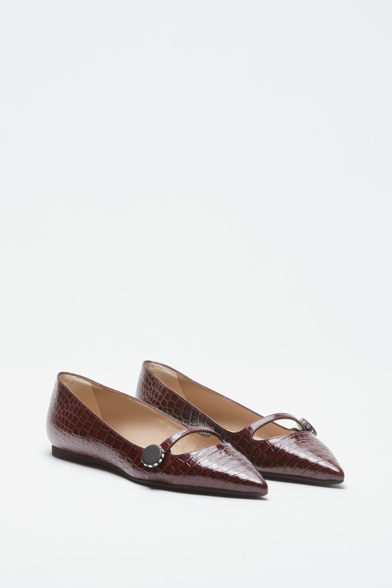 POINTED-TOE BALLERINAS IN CROCODILE PRINT 1