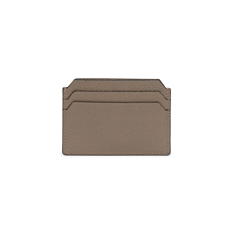 Santoni Beige saffiano leather credit card holder outlook