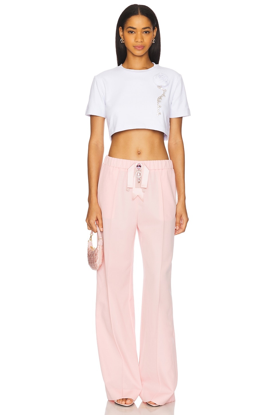 Crystal Rosette Cropped Tee - 4