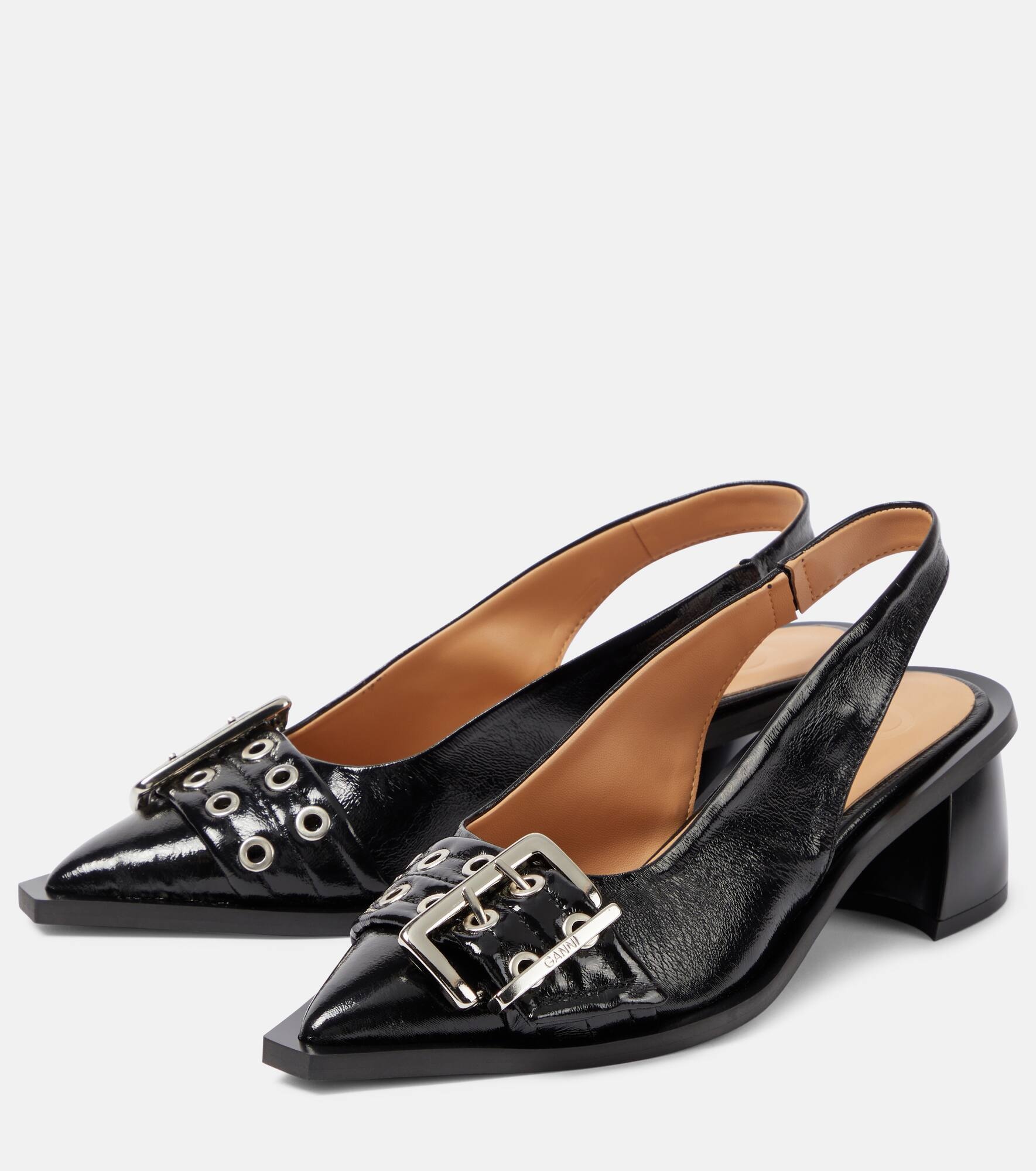 Faux leather slingback pumps - 5