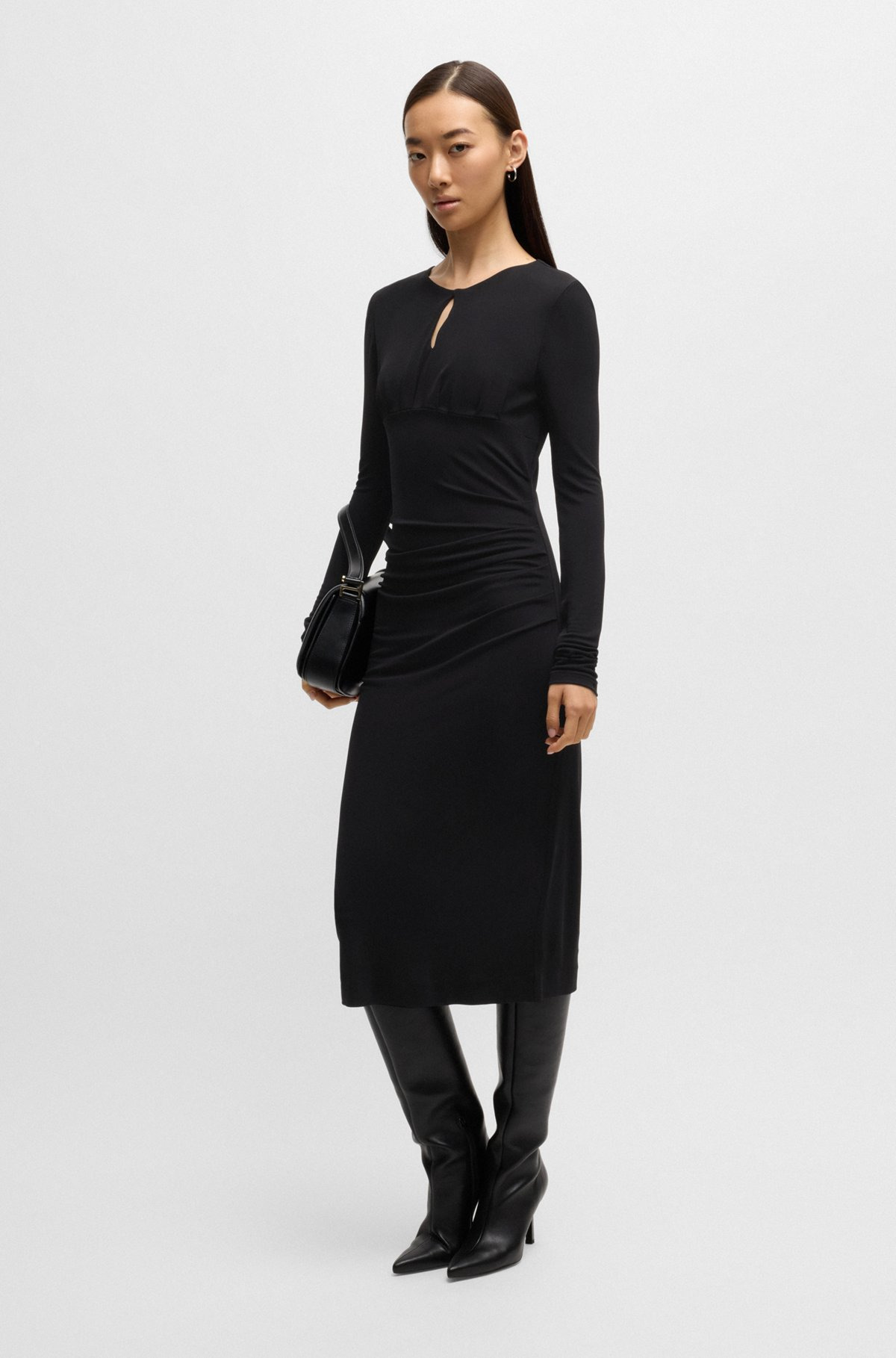MATTE-JERSEY DRESS WITH KEYHOLE NECKLINE - 3