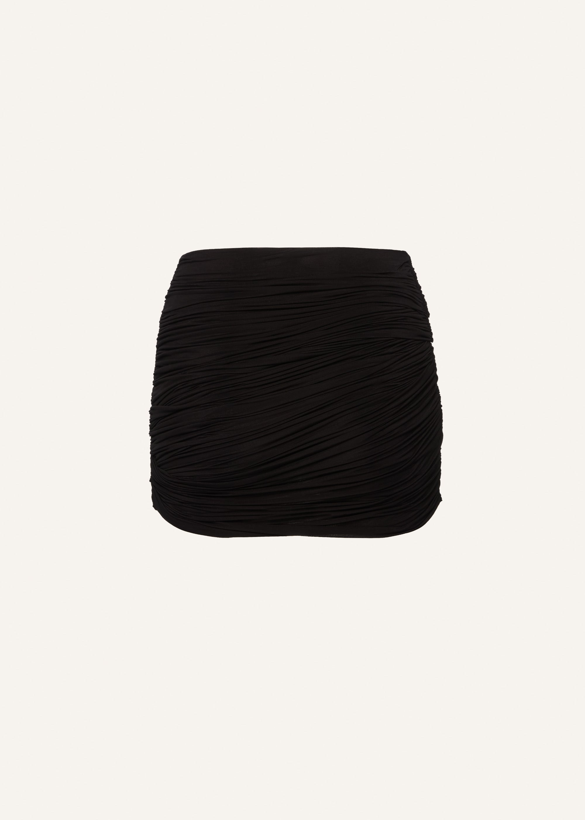 Cupro wrap mini skirt in black - 2