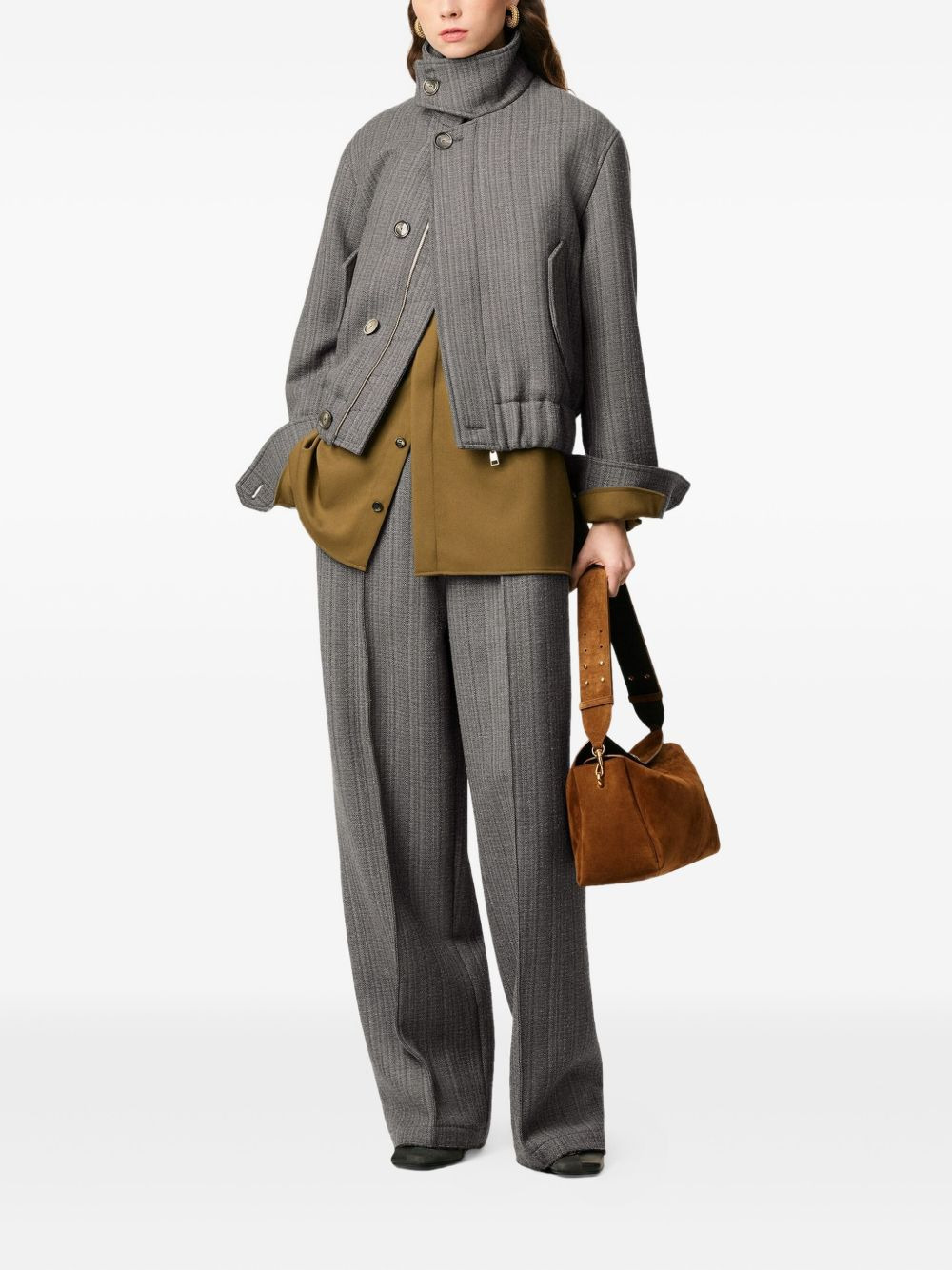 herringbone elasticated trousers - 3