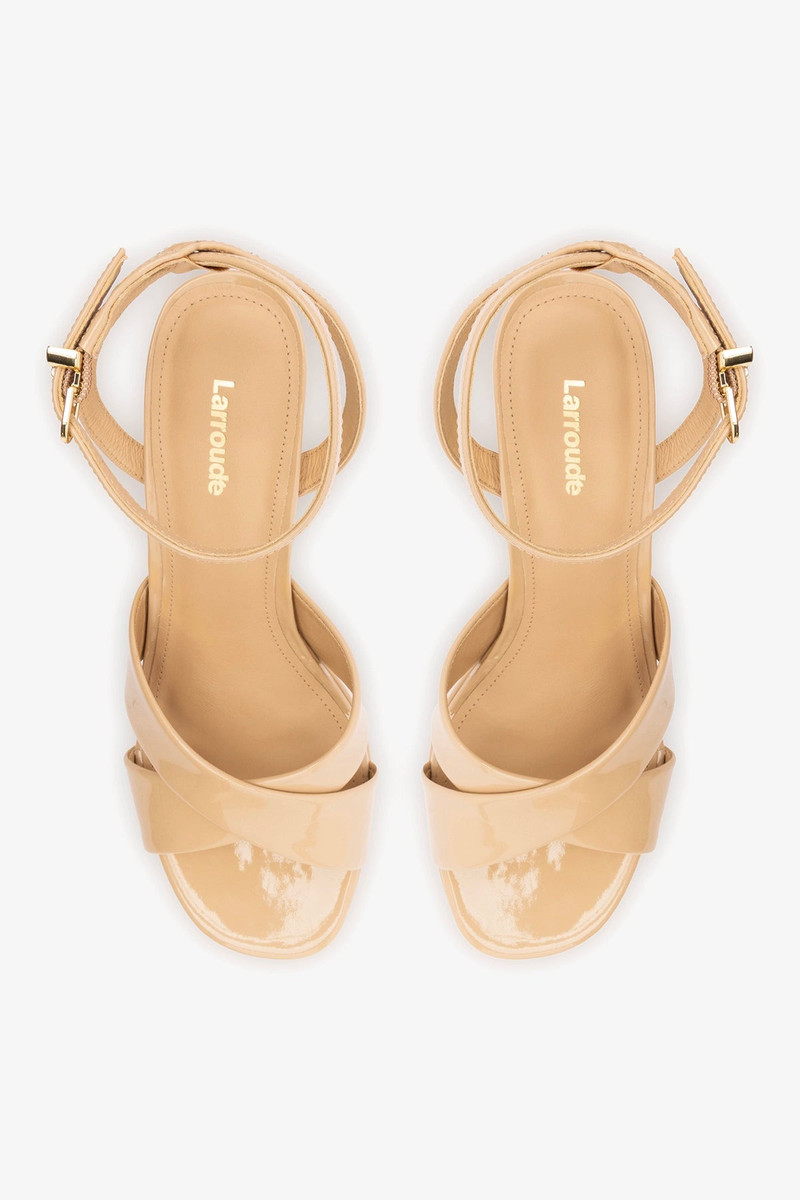 Dolly X Platform Sandal In Sand Patent Leather 4