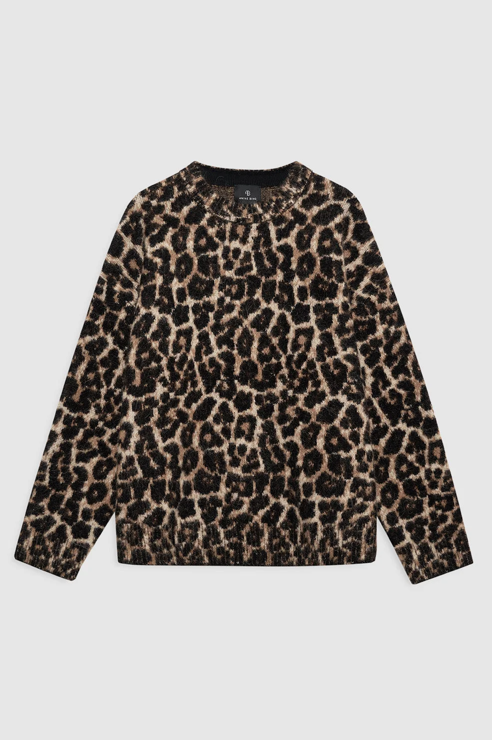 Sydney Crew Sweater - Black And Brown Leopard - 1