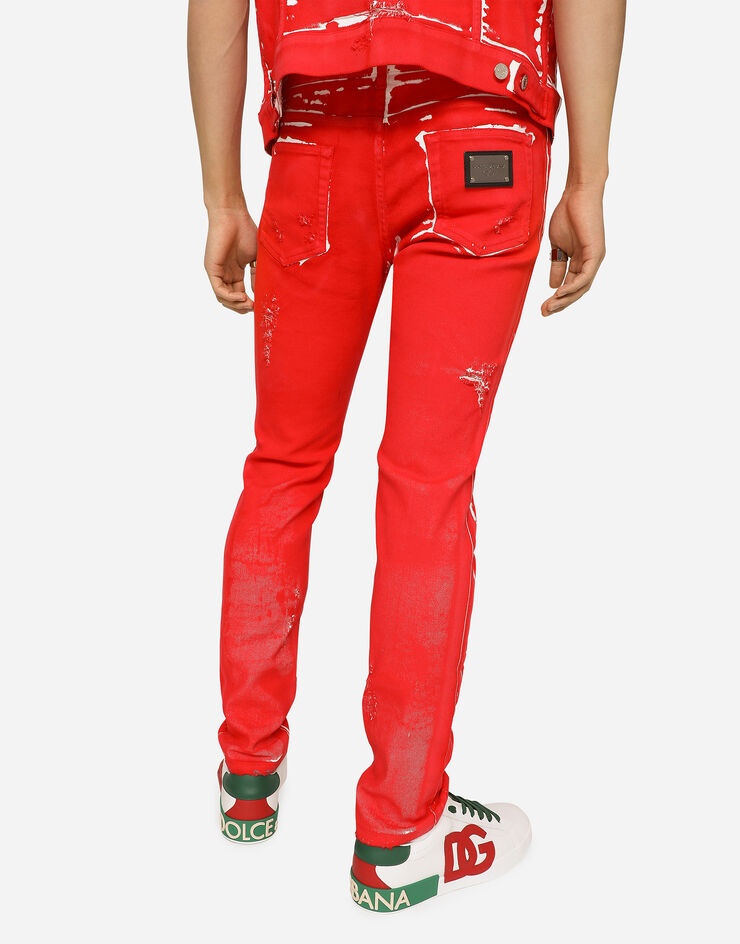 Overdyed slim-fit stretch jeans with abrasions - 4