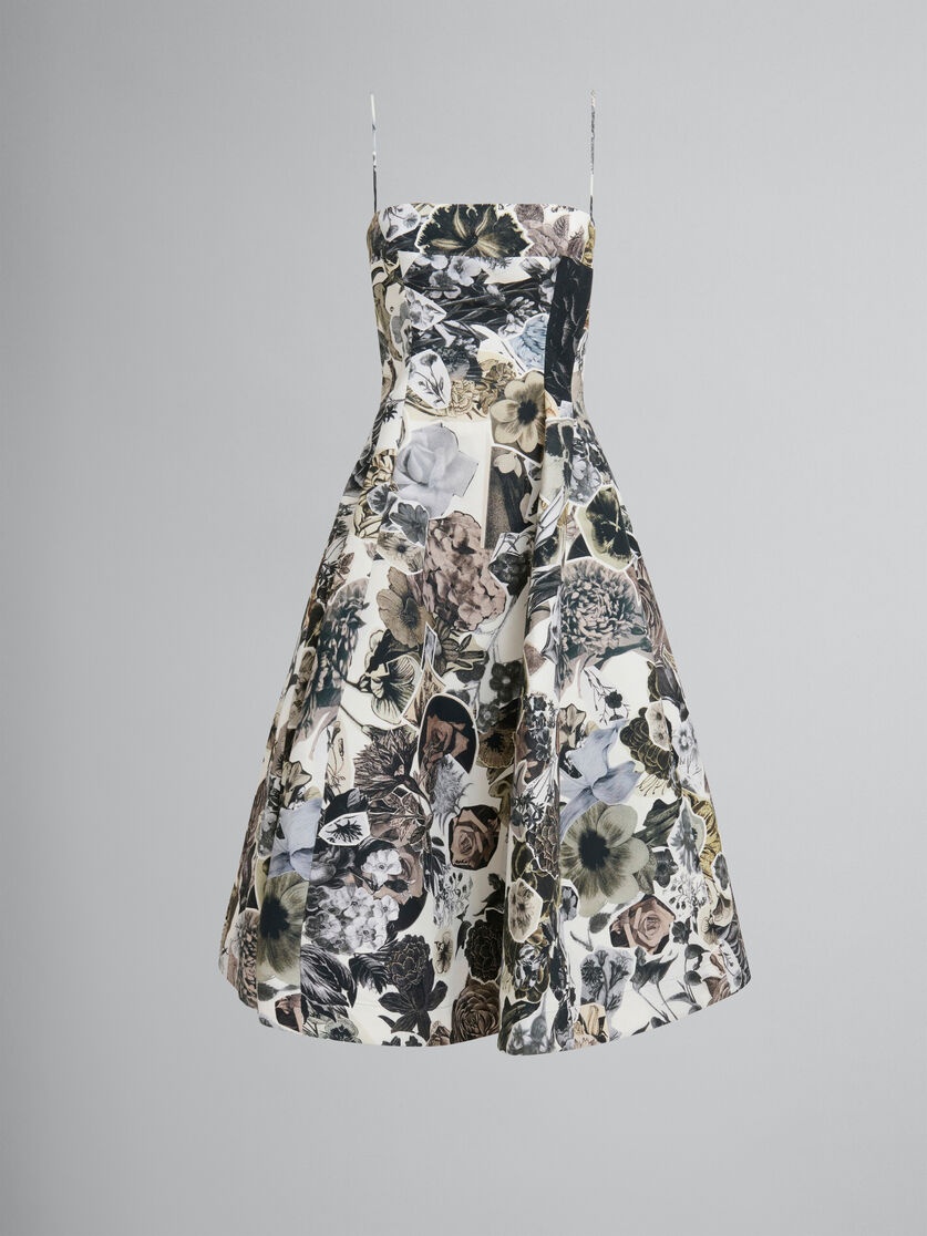 BLACK AND WHITE CADY BALLOON DRESS WITH NOCTURNAL PRINT - 1