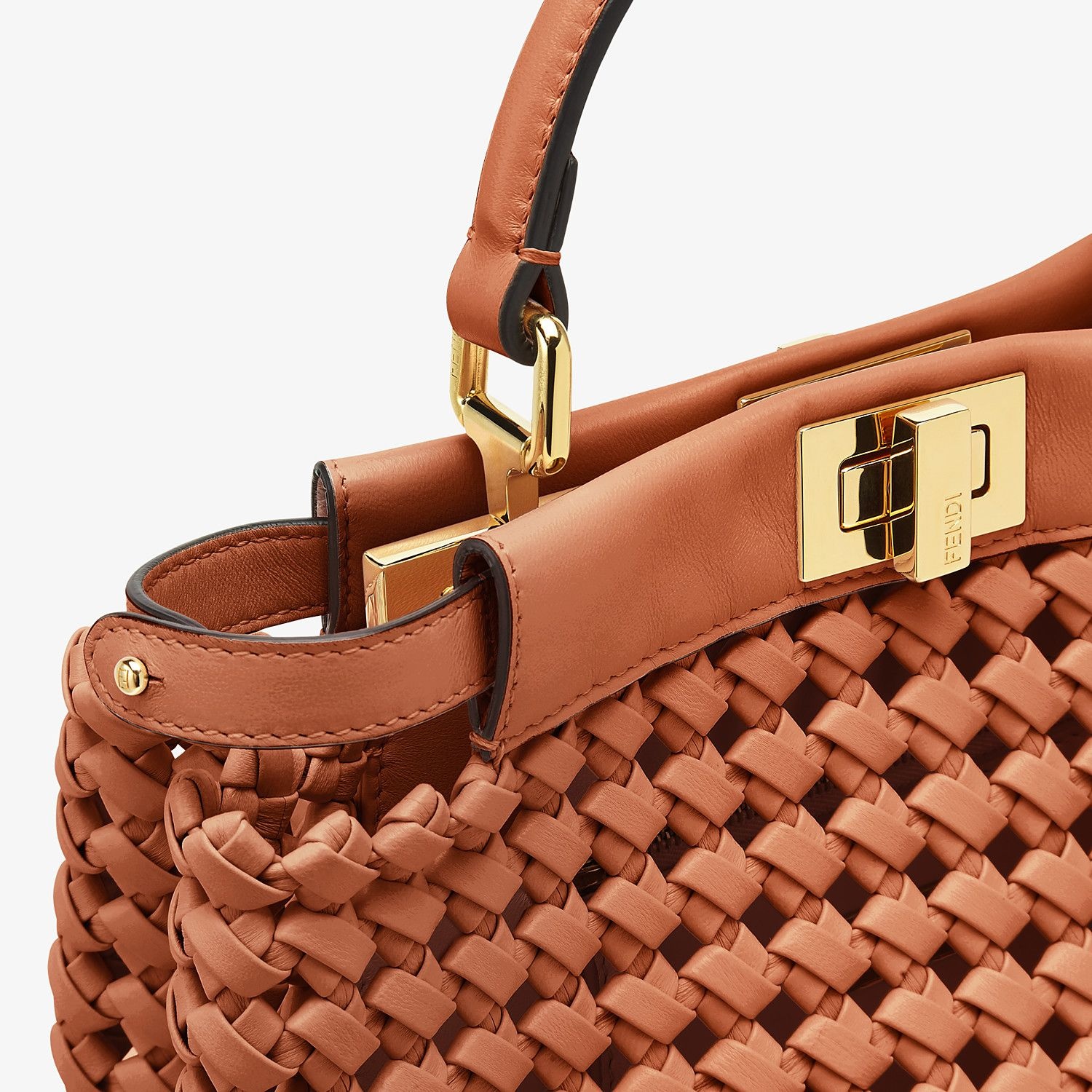 Brown leather interlace bag - 6