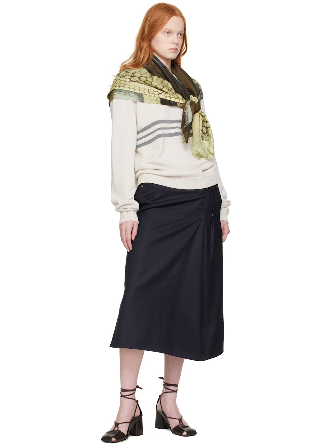 Green Saunarider Print Wool Scarf - 3