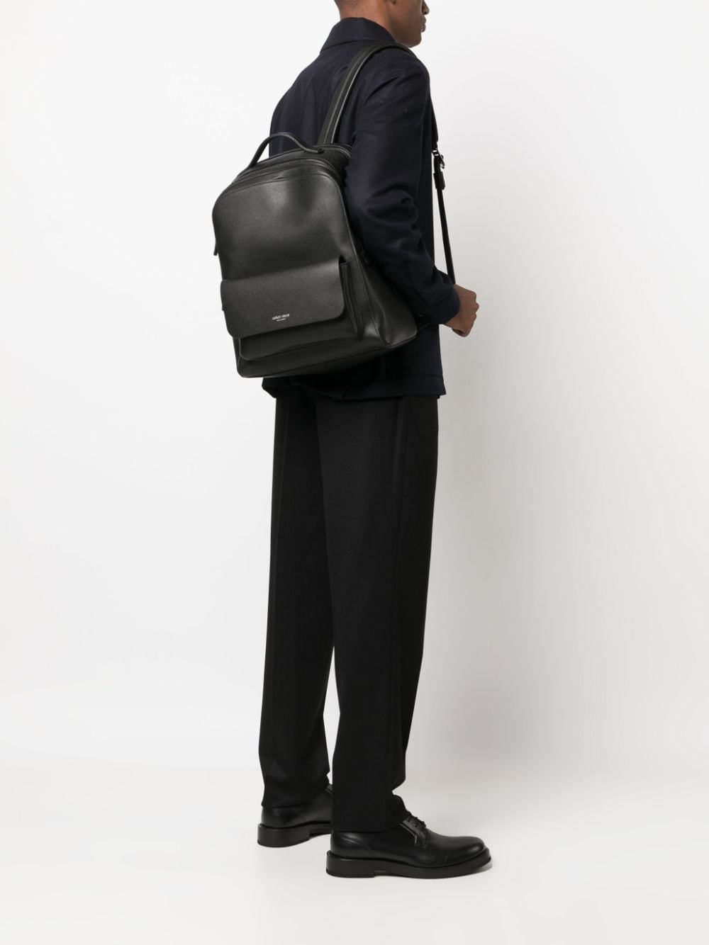 logo-stamp leather backpack - 2