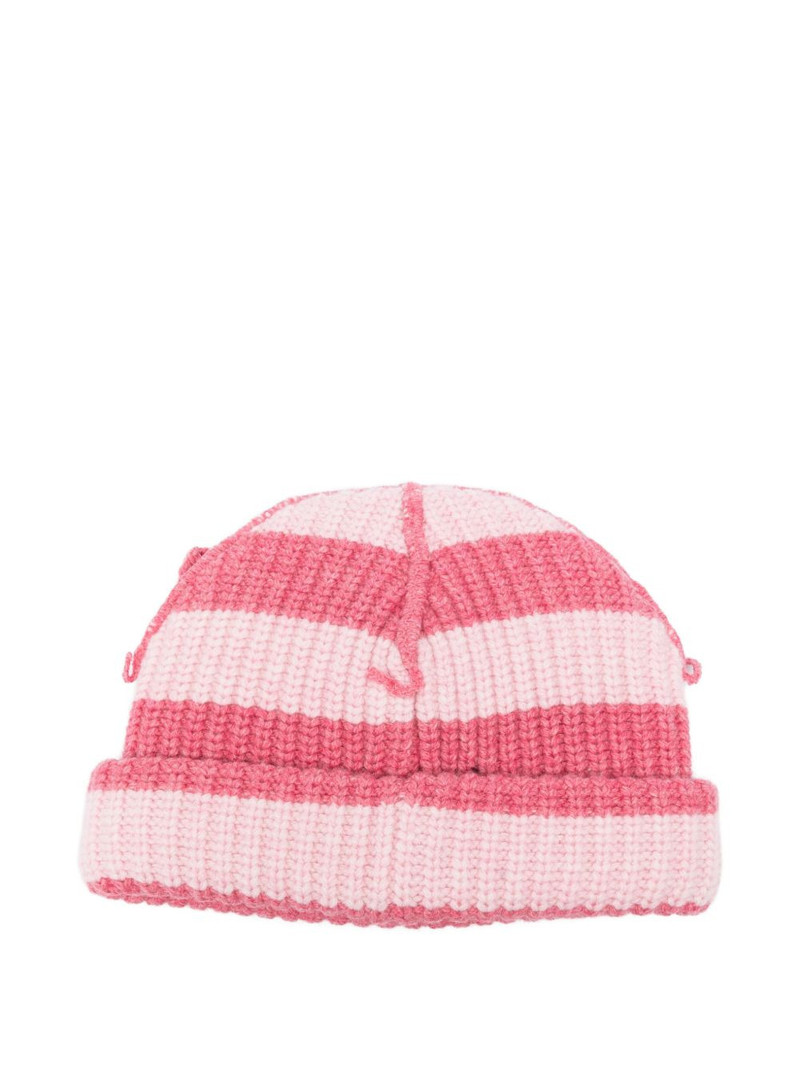 CHARLES JEFFREY LOVERBOY Chunky Ears striped beanie hat outlook