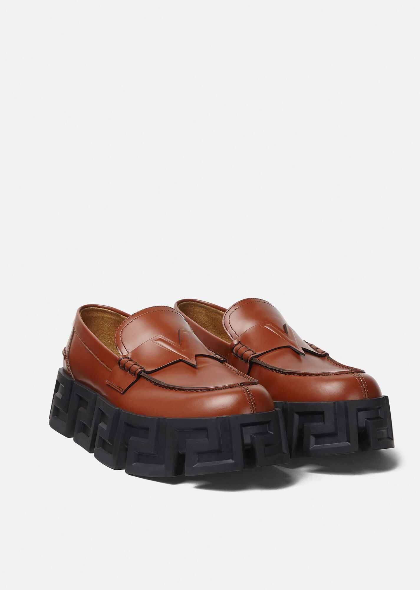 Greca Labyrinth Leather Loafers - 4