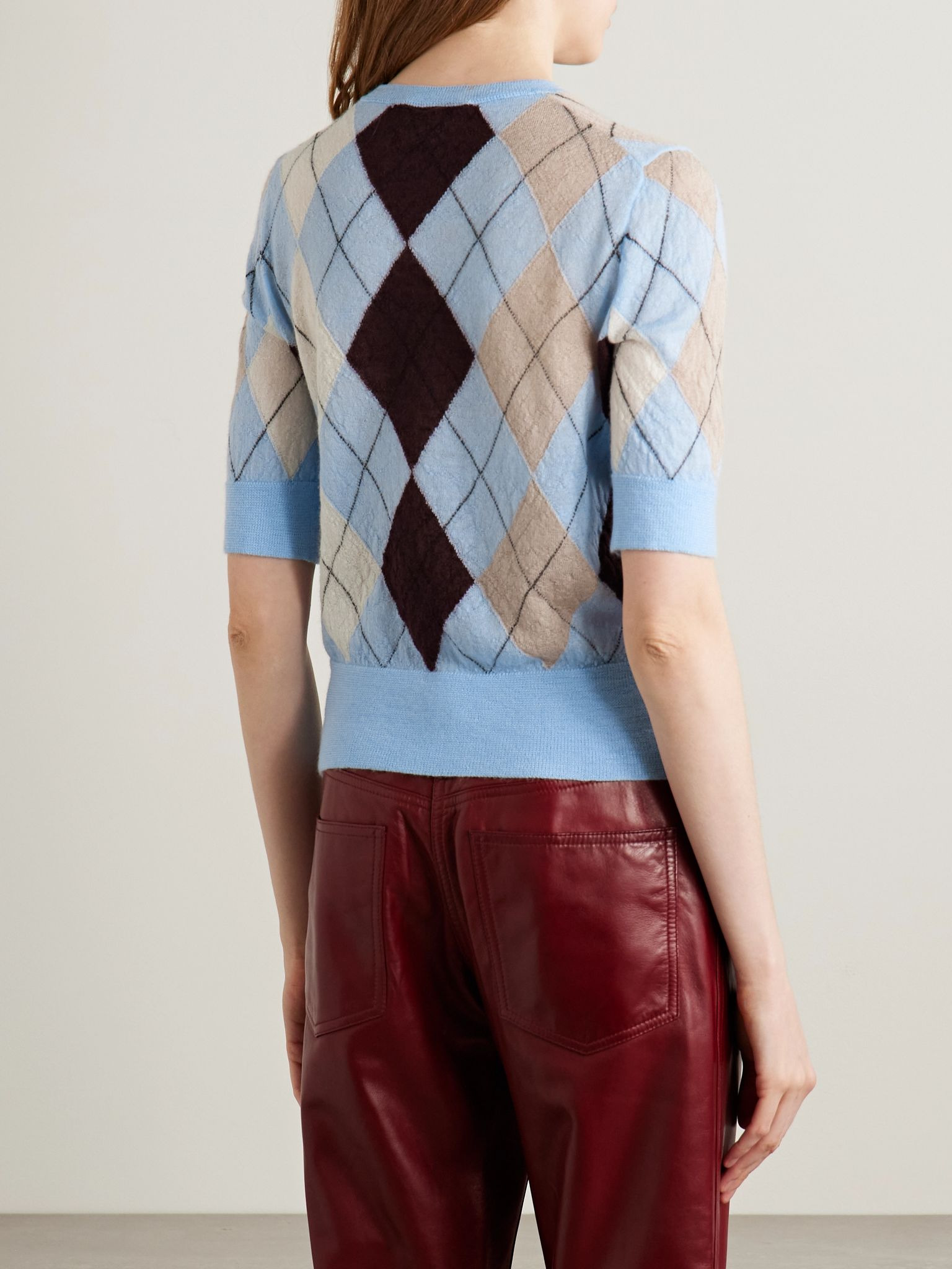 Anders argyle cashmere and mohair-blend sweater Blue - 4