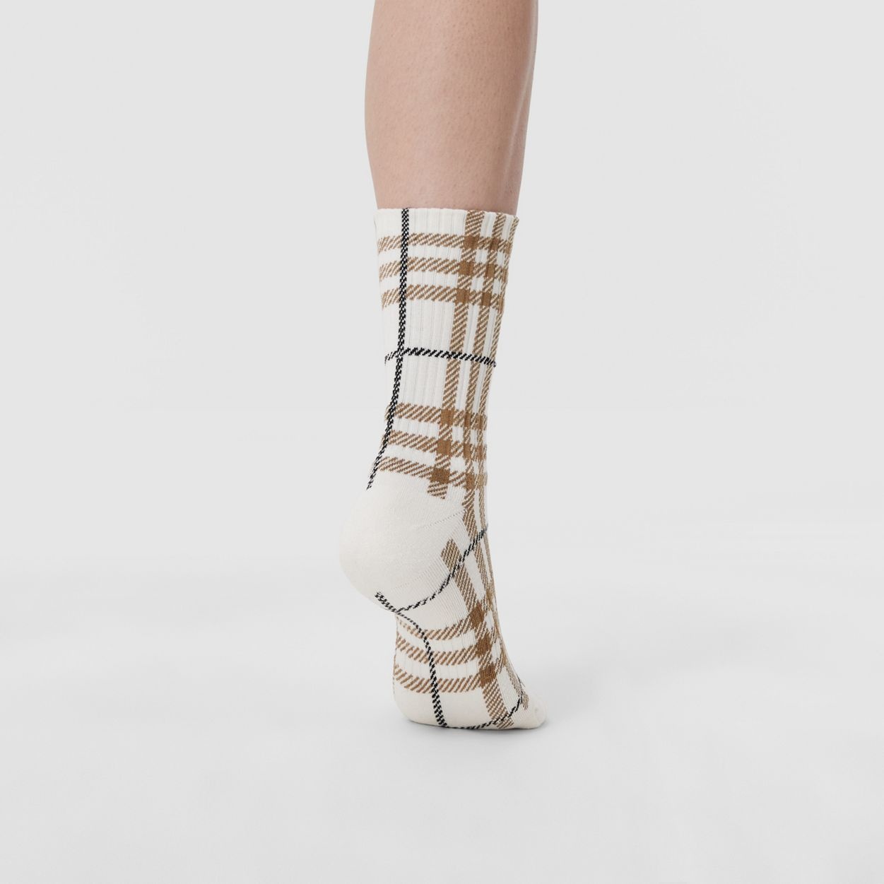 Check Technical Stretch Cotton Jacquard Socks - 3