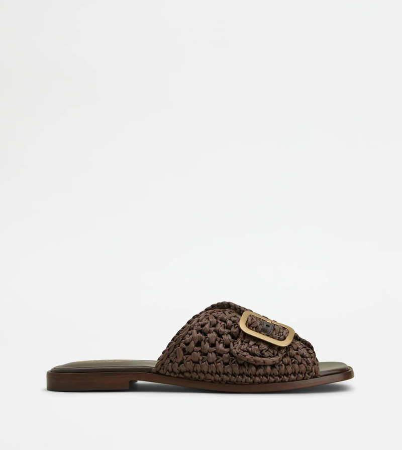 SANDALS IN RAFFIA - BROWN - 1