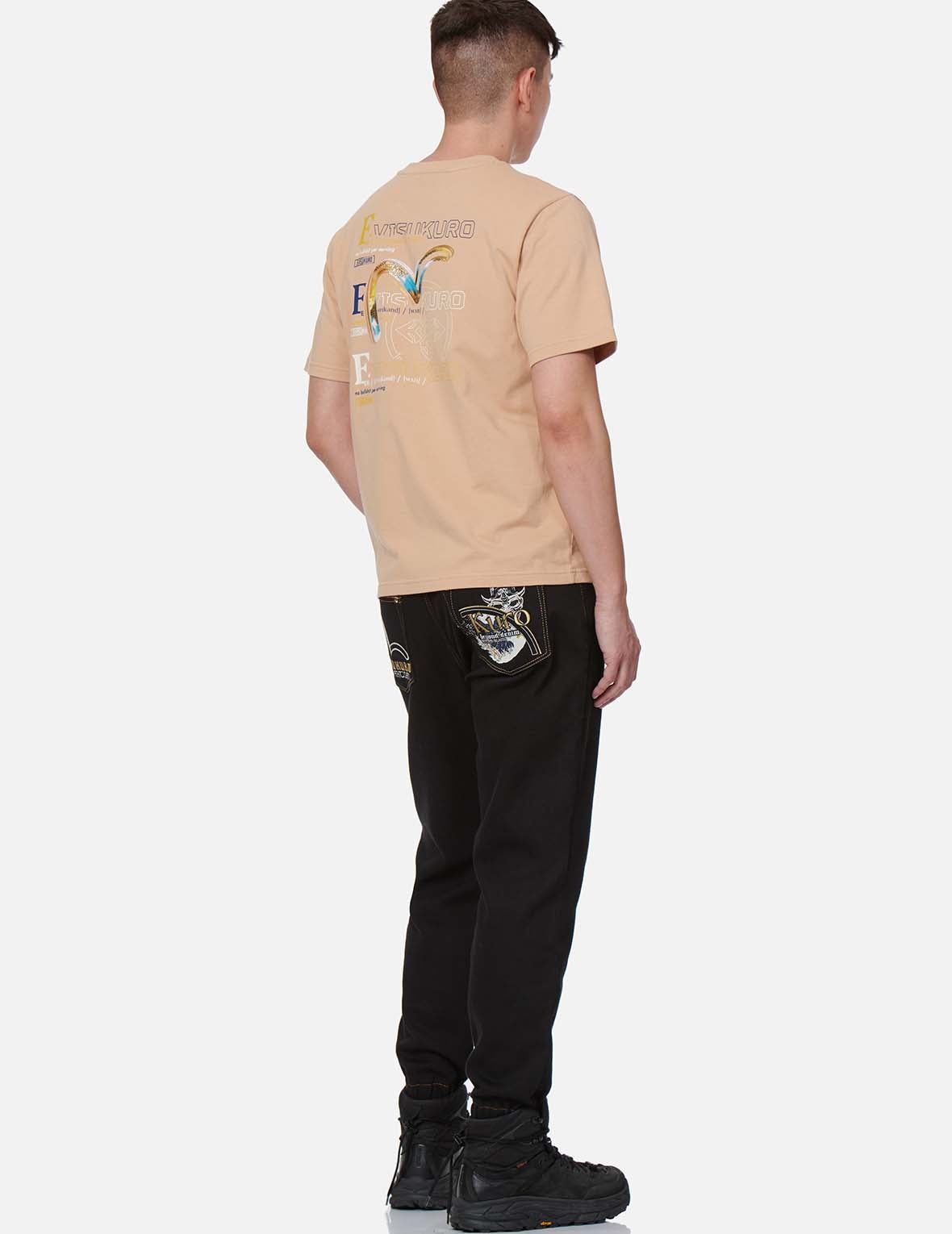 Hannya and The Great Wave Embroidery Denim Jogger Pants - 3