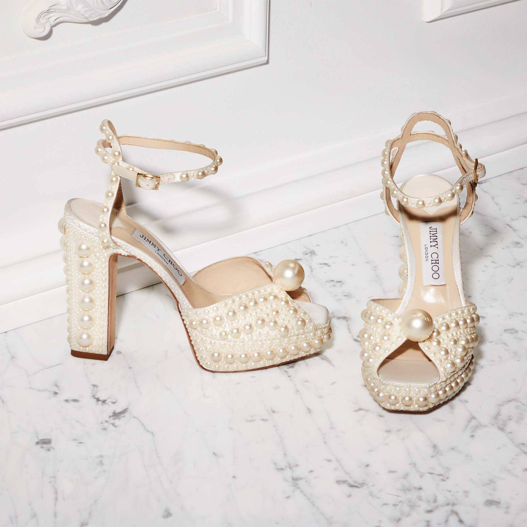 Jimmy Choo Sacaria pearl-embellished Sandals - Farfetch