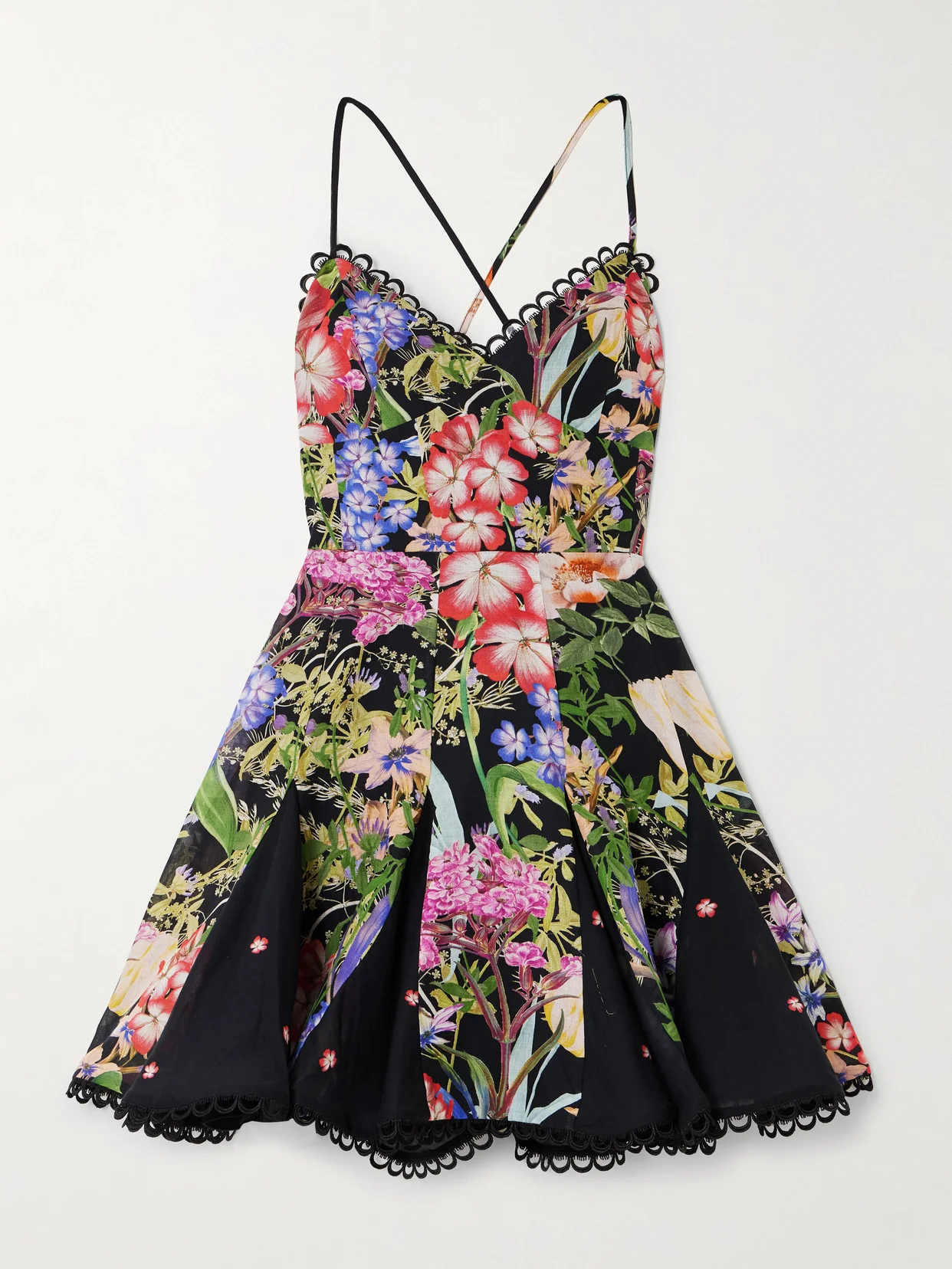 Marlene Lace-up Floral-print Cotton-blend Voile Mini Dress - 1