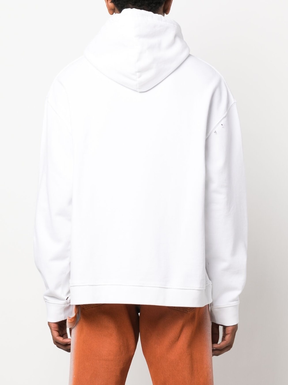logo patch ripped hoodie - 4