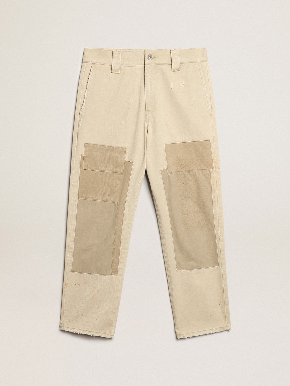 Cotton pants in beige mix - 1