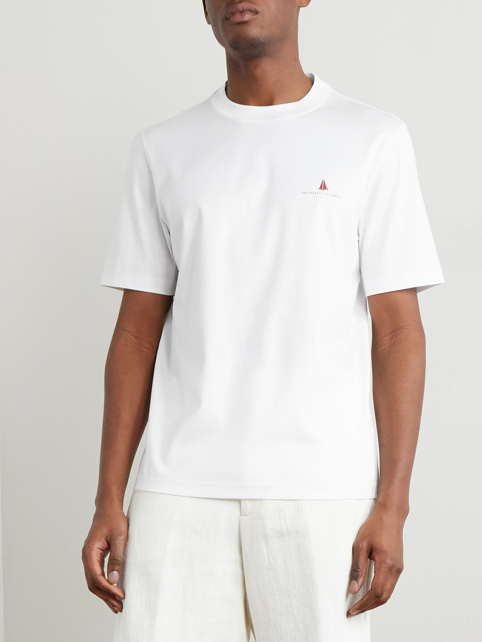 Slim-Fit Logo-Print Cotton-Jersey T-Shirt White - 3