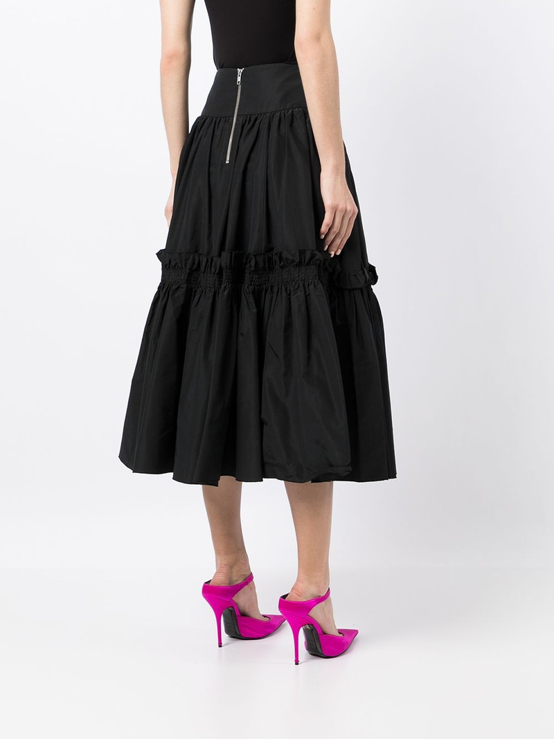 Ruffled Full silk midi skirt 4