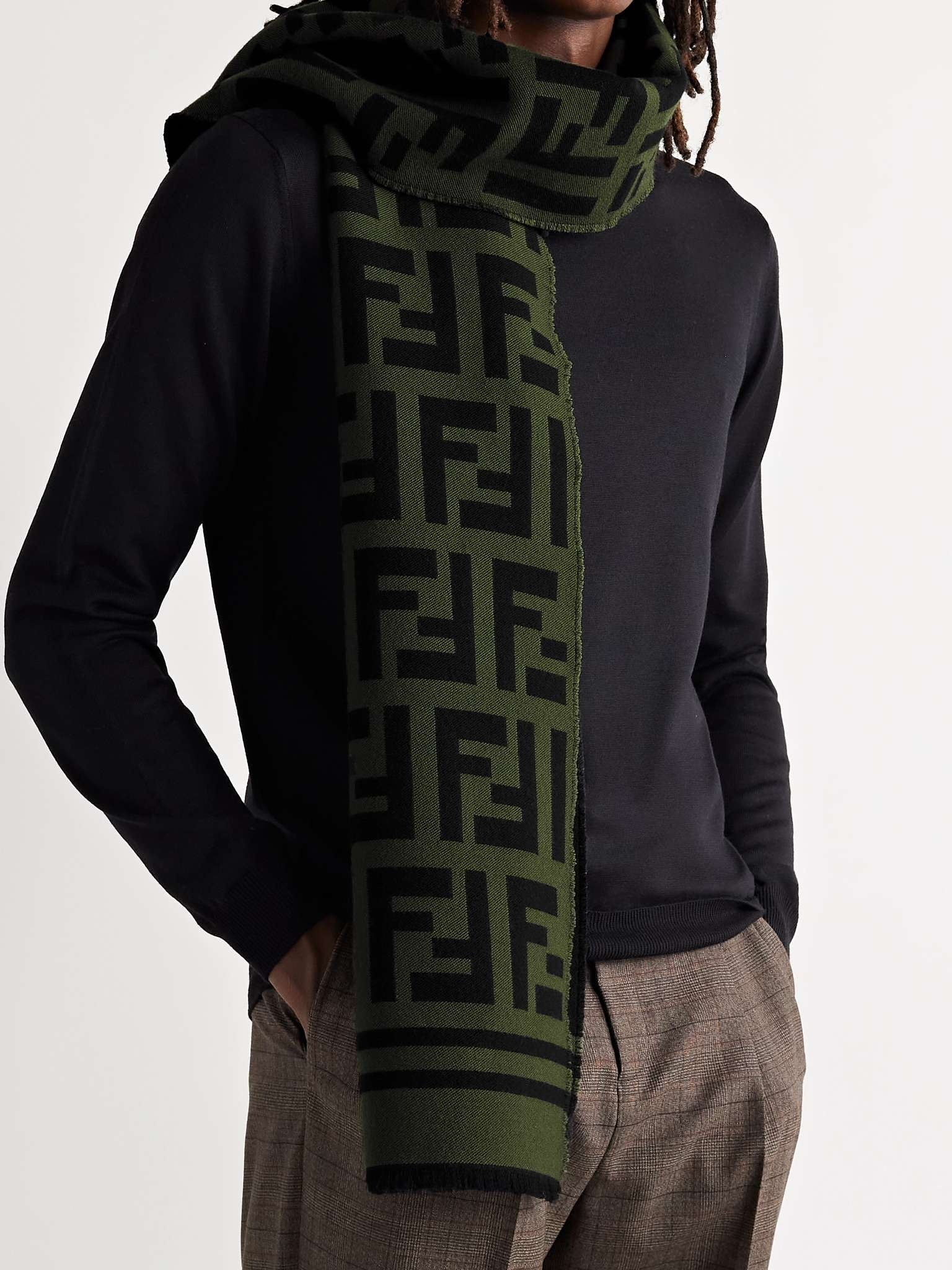 Logo-Jacquard Wool and Silk-Blend Scarf - 2