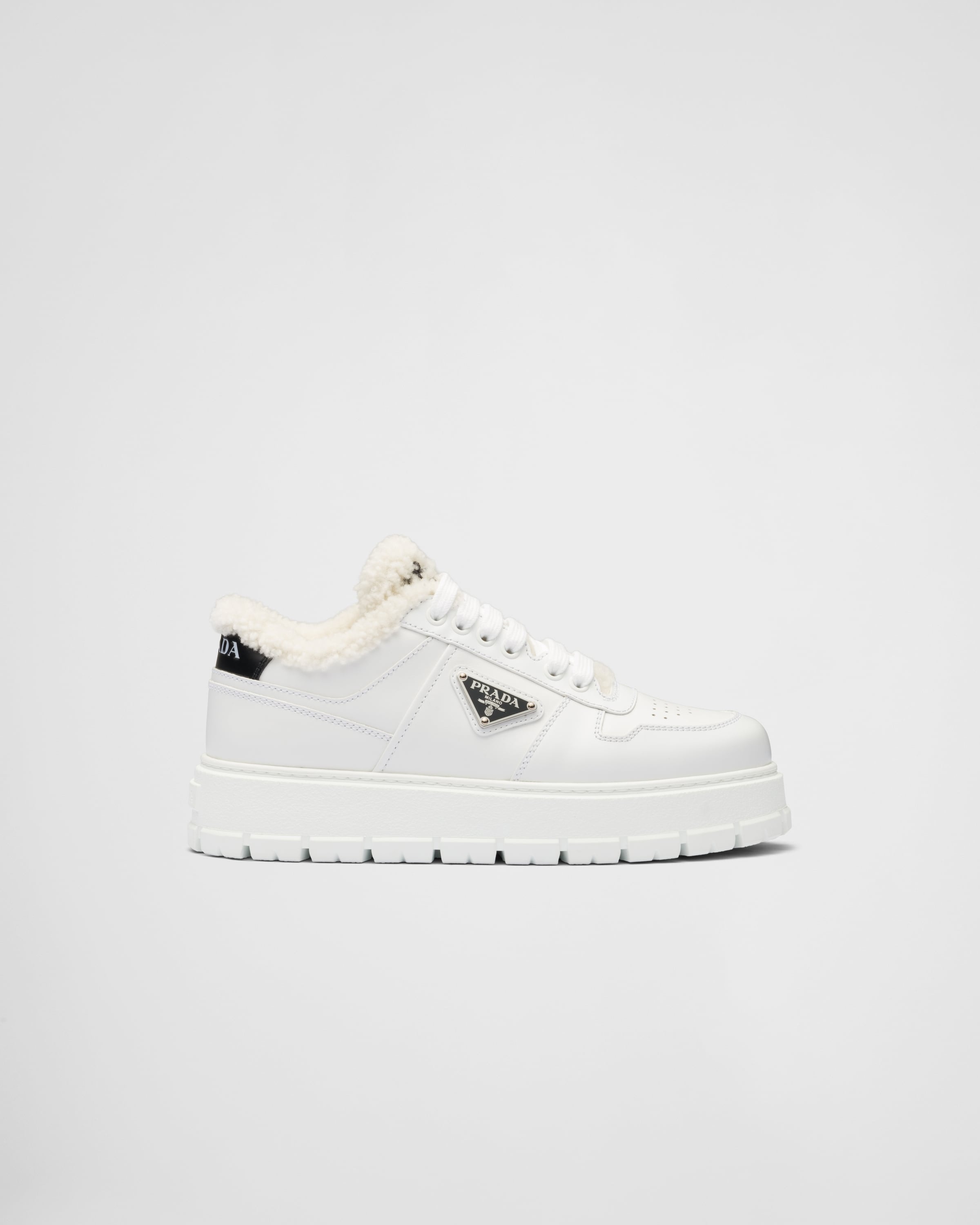Leather and shearling sneakers - 2